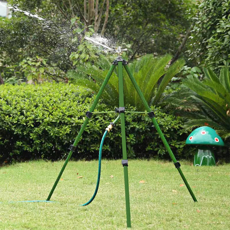 2 Pack Tripod Sprinkler Set Heavy Duty Impact Water Sprinklers on Tripod Base with 360 Degree Rotation, Height Adjustment, Filter