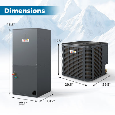 2 to 3 Ton Variable Speed Central Air Conditioner 18.6-20 SEER2 Energy Star Certified Heat Pump Split System with Auto Defrost Function and Advanced Inverter Technology