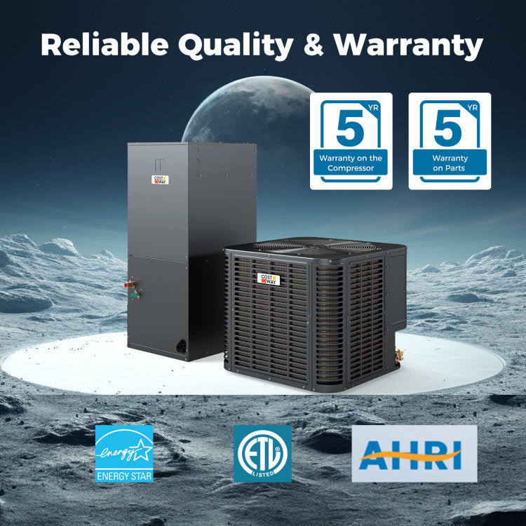 2 to 3 Ton Variable Speed Central Air Conditioner 18.6-20 SEER2 Energy Star Certified Heat Pump Split System with Auto Defrost Function and Advanced Inverter Technology