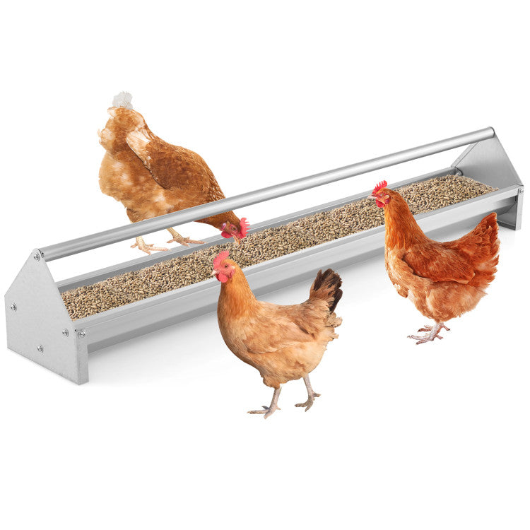 Metal Chicken Feeder Chicken Feeding Trough with Drainage Holes