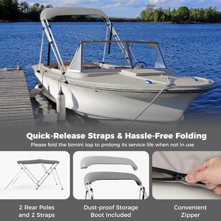 3-Bow/4-Bow Boat Bimini Top Sun Shade Boat Canopy with Storage Boot