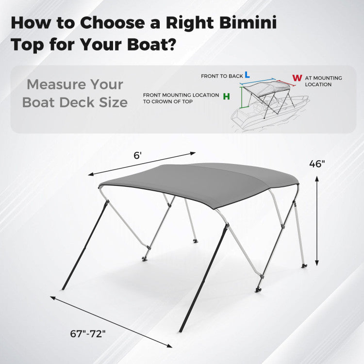 3-Bow/4-Bow Boat Bimini Top Sun Shade Boat Canopy with Storage Boot