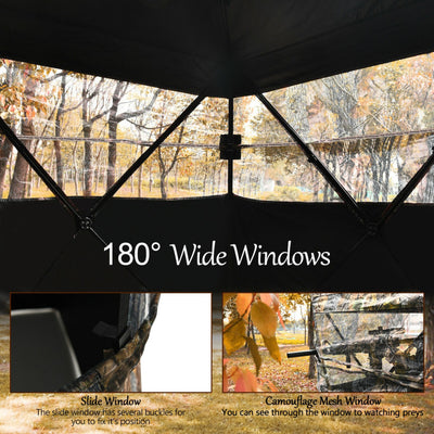 3-Person Portable Camouflage Camping Tent Pop-Up Hunting Blind with Storage Bag and Slide Mesh Window
