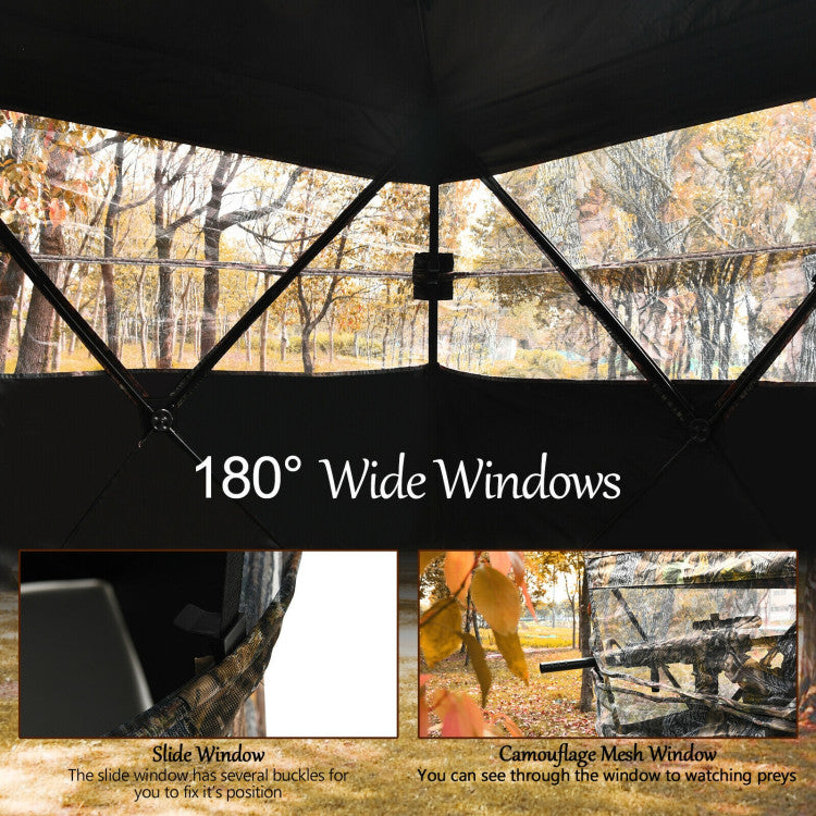 3-Person Portable Camouflage Camping Tent Pop-Up Hunting Blind with Storage Bag and Slide Mesh Window