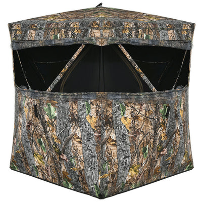 3-Person Portable Camouflage Camping Tent Pop-Up Hunting Blind with Storage Bag and Slide Mesh Window
