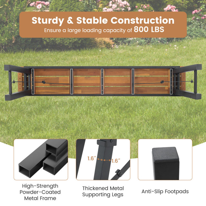 3 Pieces Foldable Picnic Table &amp; Bench Set Outdoor Acacia Wood Dining Camping Table Sets for BBQ Yard