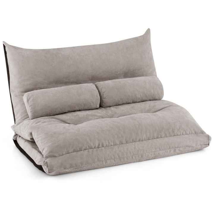 3-in-1 Convertible Lazy Sofa Foldable Floor Couch Sleeper Bed with Adjustable Backrest and 2 Lumbar Pillows