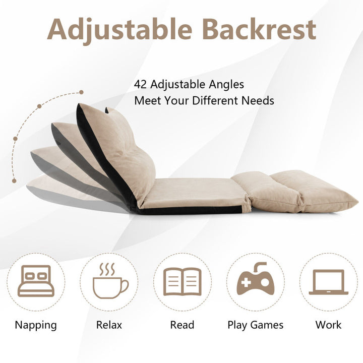 3-in-1 Convertible Lazy Sofa Foldable Floor Couch Sleeper Bed with Adjustable Backrest and 2 Lumbar Pillows