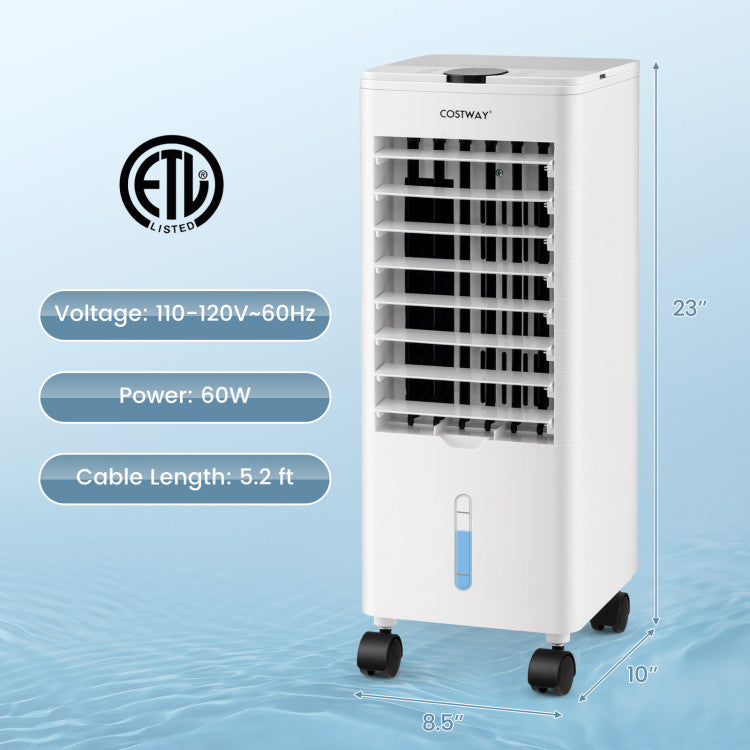 3-in-1 Portable Evaporative Air Swamp Cooler with Remote Control and 12H Timer