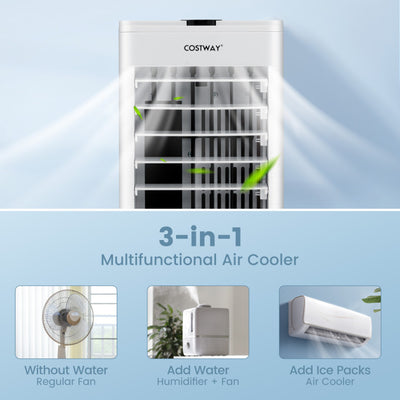 3-in-1 Portable Evaporative Air Swamp Cooler with Remote Control and 12H Timer