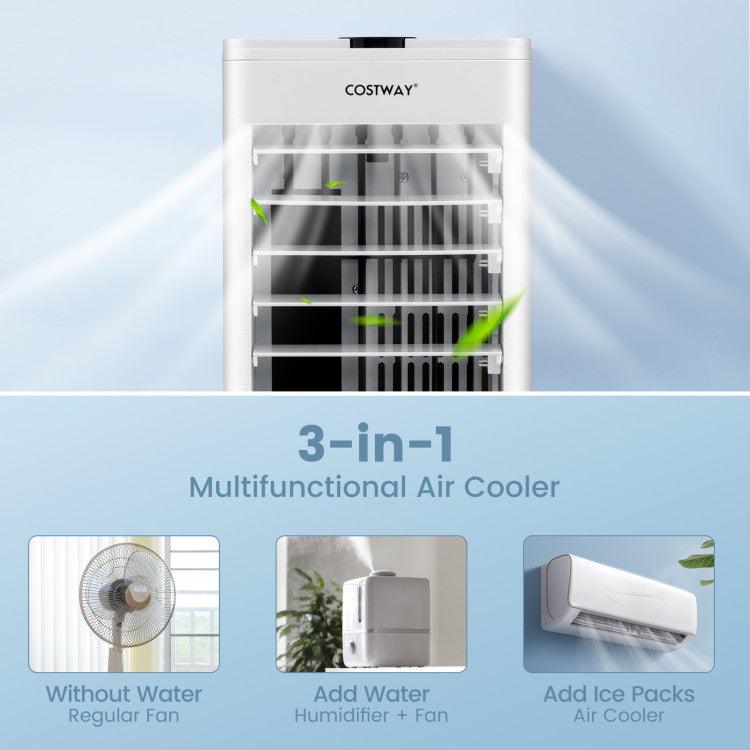 3-in-1 Portable Evaporative Air Swamp Cooler with Remote Control and 12H Timer