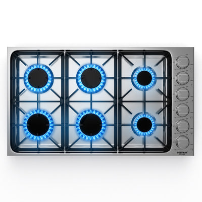 30/36 Inch Gas Cooktop Stainless Steel Gas Range Stove Top with 4/6 Powerful Burners and ABS Knobs