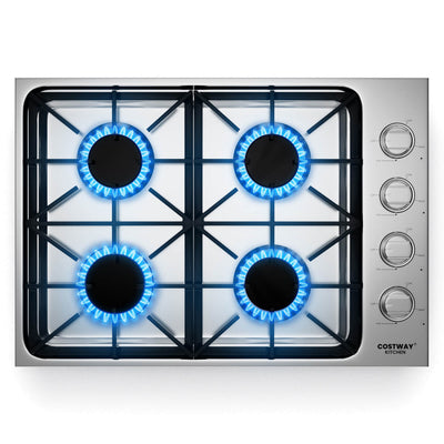 30/36 Inch Gas Cooktop Stainless Steel Gas Range Stove Top with 4/6 Powerful Burners and ABS Knobs