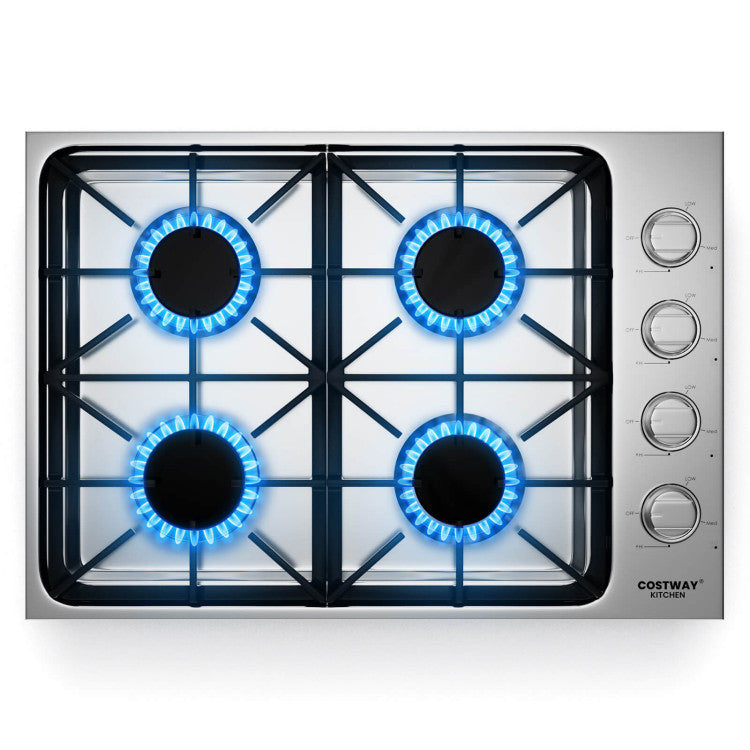 30/36 Inch Gas Cooktop Stainless Steel Gas Range Stove Top with 4/6 Powerful Burners and ABS Knobs