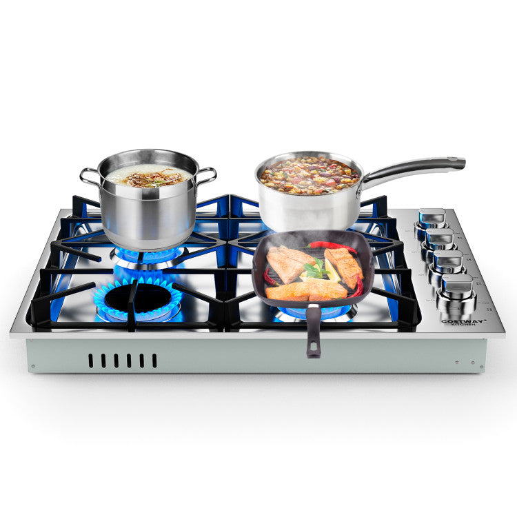 30/36 Inch Gas Cooktop Stainless Steel Gas Range Stove Top with 4/6 Powerful Burners and ABS Knobs