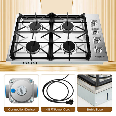 30/36 Inch Gas Cooktop Stainless Steel Gas Range Stove Top with 4/6 Powerful Burners and ABS Knobs