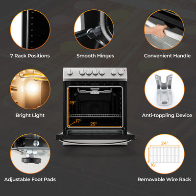 30 Inch Freestanding and Slide-in Kitchen Stove with 4 Burners Ceramic Cooktop