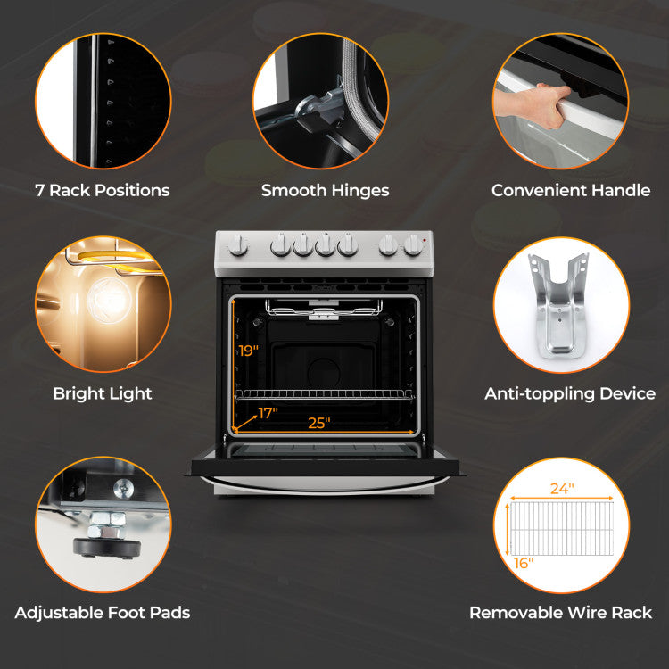 30 Inch Freestanding and Slide-in Kitchen Stove with 4 Burners Ceramic Cooktop