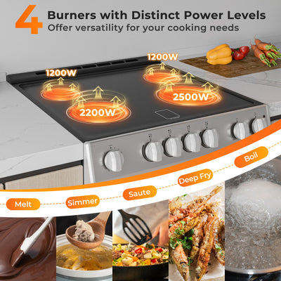 30 Inch Freestanding and Slide-in Kitchen Stove with 4 Burners Ceramic Cooktop
