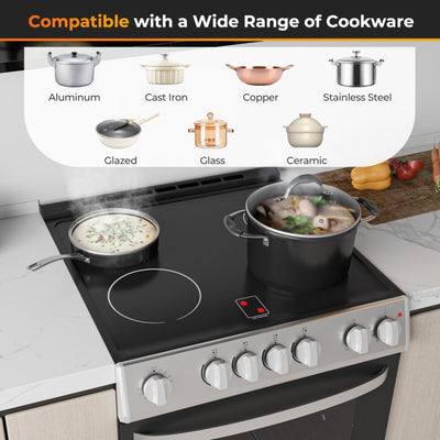 30 Inch Freestanding and Slide-in Kitchen Stove with 4 Burners Ceramic Cooktop