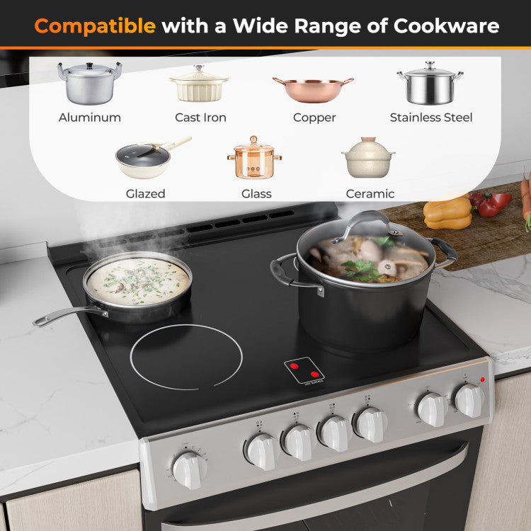 30 Inch Freestanding and Slide-in Kitchen Stove with 4 Burners Ceramic Cooktop