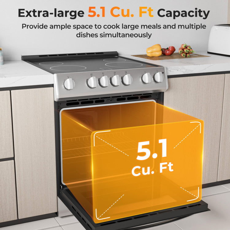 30 Inch Freestanding and Slide-in Kitchen Stove with 4 Burners Ceramic Cooktop