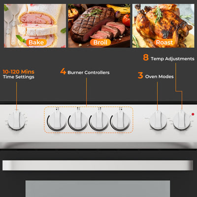 30 Inch Freestanding and Slide-in Kitchen Stove with 4 Burners Ceramic Cooktop