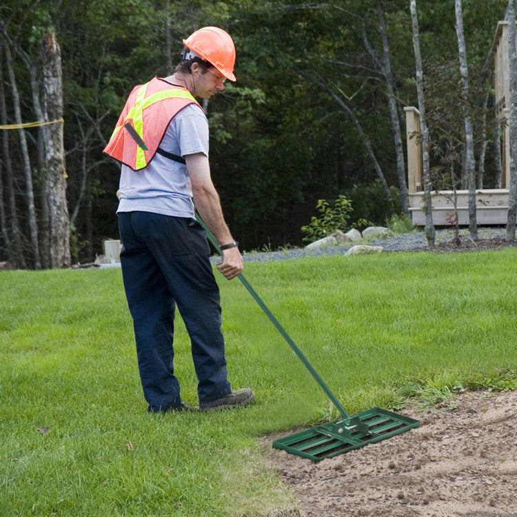 30 x 10 Inch Lawn Leveling Rake with Ergonomic Handle
