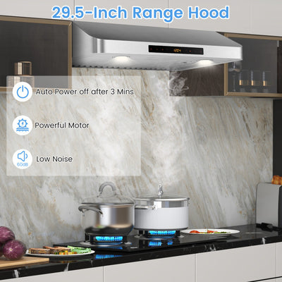 30 Inch Under Cabinet Range Hood 900 CFM Stainless Steel Kitchen Vent with Adjustable LED Lights and Remote Control