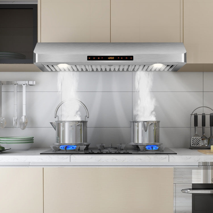 30 Inch Under Cabinet Range Hood 900 CFM Stainless Steel Kitchen Vent with Adjustable LED Lights and Remote Control