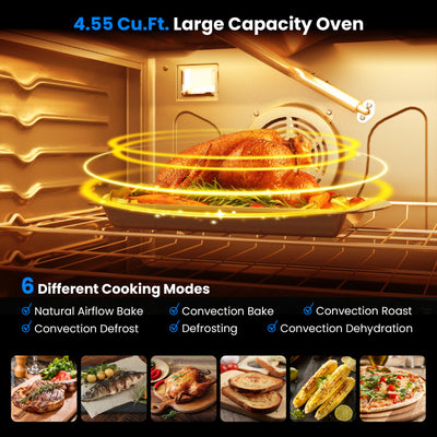 30 Inches Freestanding Gas Range 120V 4.55 cu.ft Natural Range Oven with 5 Professional Burners and Storage Drawer