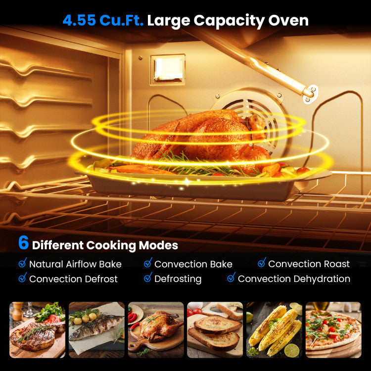 30 Inches Freestanding Gas Range 120V 4.55 cu.ft Natural Range Oven with 5 Professional Burners and Storage Drawer