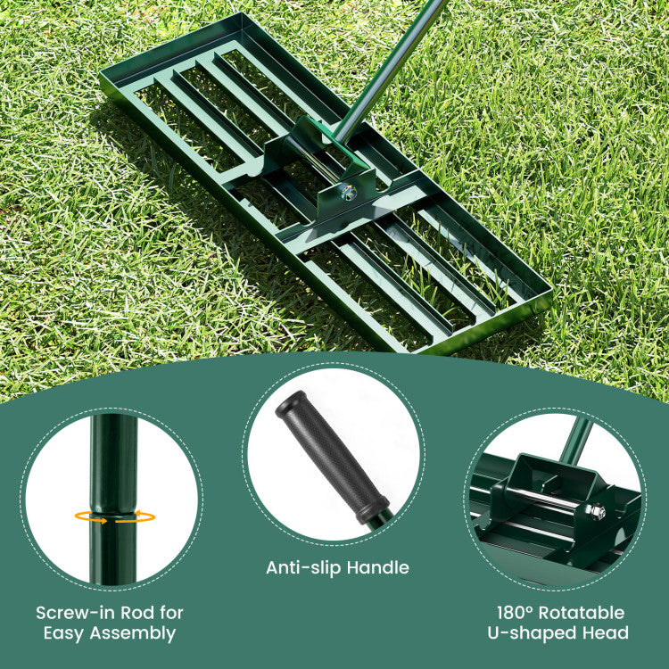 30 x 10 Inch Lawn Leveling Rake with Ergonomic Handle