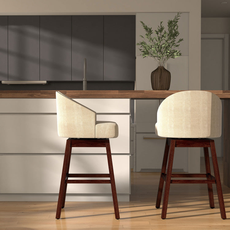 31 Inch Swivel Bar Stools Set of 2 Counter Height Bar Chairs with Adjustable Foot Pads and Sponge Padded Cushion