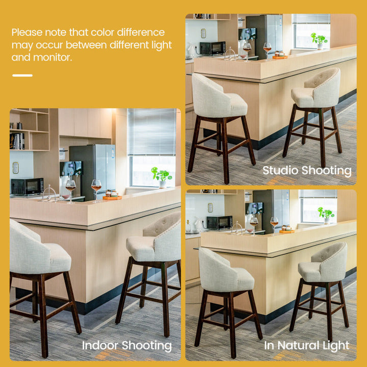31 Inch Swivel Bar Stools Set of 2 Counter Height Bar Chairs with Adjustable Foot Pads and Sponge Padded Cushion