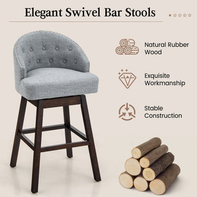 31 Inch Swivel Bar Stools Set of 2 Counter Height Bar Chairs with Adjustable Foot Pads and Sponge Padded Cushion