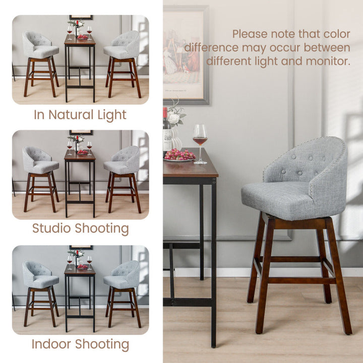 31 Inch Swivel Bar Stools Set of 2 Counter Height Bar Chairs with Adjustable Foot Pads and Sponge Padded Cushion