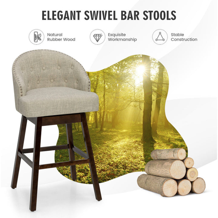 31 Inch Swivel Bar Stools Set of 2 Counter Height Bar Chairs with Adjustable Foot Pads and Sponge Padded Cushion