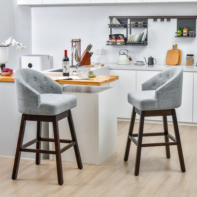 31 Inch Swivel Bar Stools Set of 2 Counter Height Bar Chairs with Adjustable Foot Pads and Sponge Padded Cushion