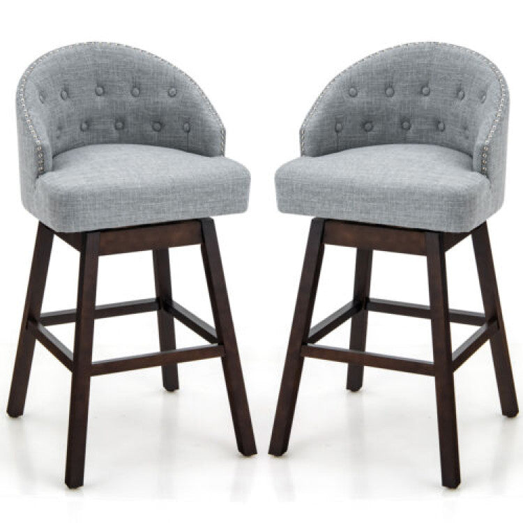 31 Inch Swivel Bar Stools Set of 2 Counter Height Bar Chairs with Adjustable Foot Pads and Sponge Padded Cushion