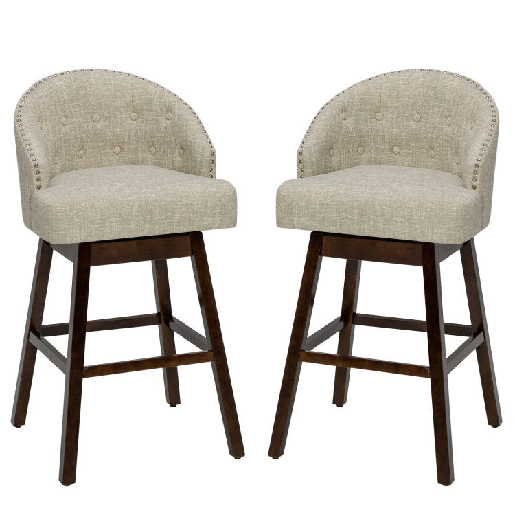 31 Inch Swivel Bar Stools Set of 2 Counter Height Bar Chairs with Adjustable Foot Pads and Sponge Padded Cushion