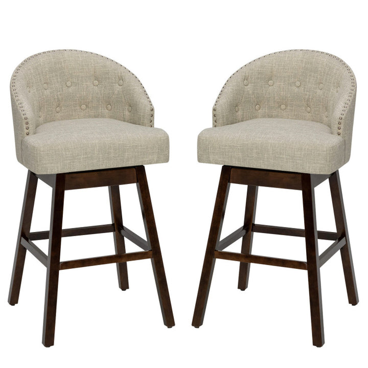 31 Inch Swivel Bar Stools Set of 2 Counter Height Bar Chairs with Adjustable Foot Pads and Sponge Padded Cushion
