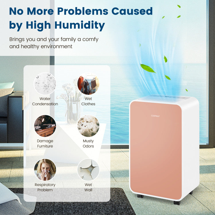 32 Pints Portable Quiet Dehumidifier with 24H Timer and Auto Defrost