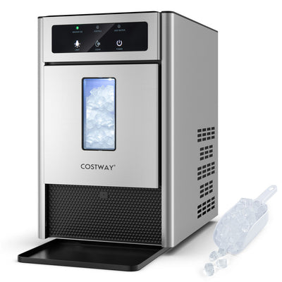 33 LBS/24H Countertop Nugget Ice Maker Machine with Self-Cleaning Function and Smart Control Panel