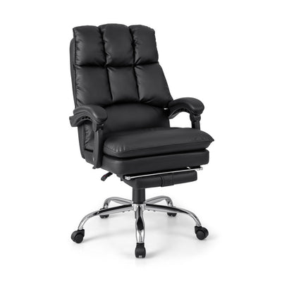 330 lbs Executive Swivel Office Chair Adjustable PU Leather Computer Desk Chair Tilting Reclining Chair with Retractable Footrest and Padded Armrests