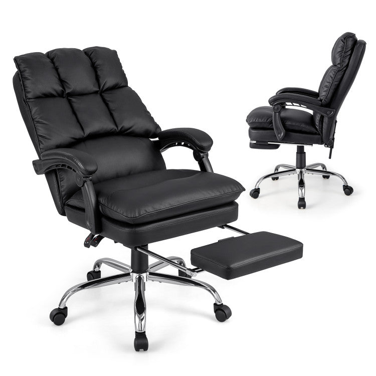 330 lbs Executive Swivel Office Chair Adjustable PU Leather Computer Desk Chair Tilting Reclining Chair with Retractable Footrest and Padded Armrests