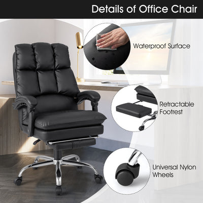 330 lbs Executive Swivel Office Chair Adjustable PU Leather Computer Desk Chair Tilting Reclining Chair with Retractable Footrest and Padded Armrests