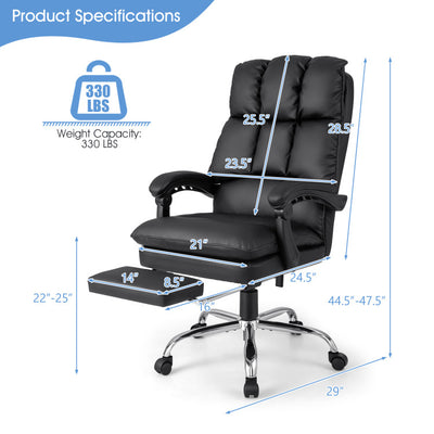 330 lbs Executive Swivel Office Chair Adjustable PU Leather Computer Desk Chair Tilting Reclining Chair with Retractable Footrest and Padded Armrests