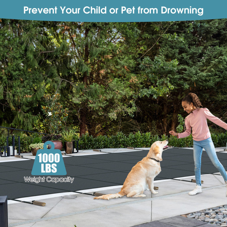 34 x 18 Feet Safety Pool Cover Fits 32 x16 Feet Inground Swimming Pools