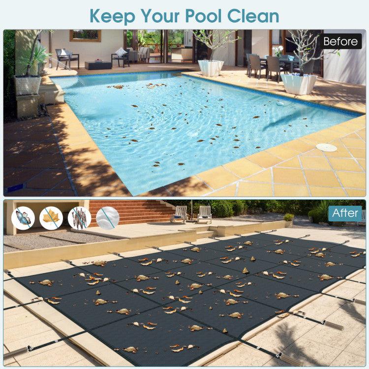 34 x 18 Feet Safety Pool Cover Fits 32 x16 Feet Inground Swimming Pools